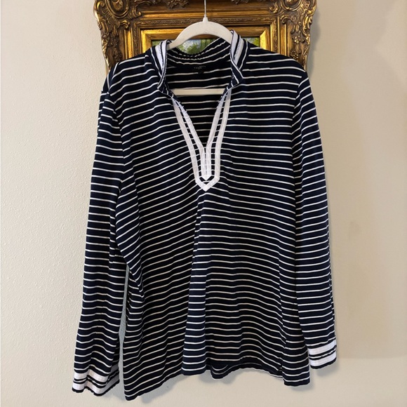 Talbots Tops - Talbots Navy and White Striped Top